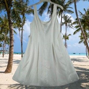 Nine West Women's Linear Burnout Fit and Flare Dress White Size 12